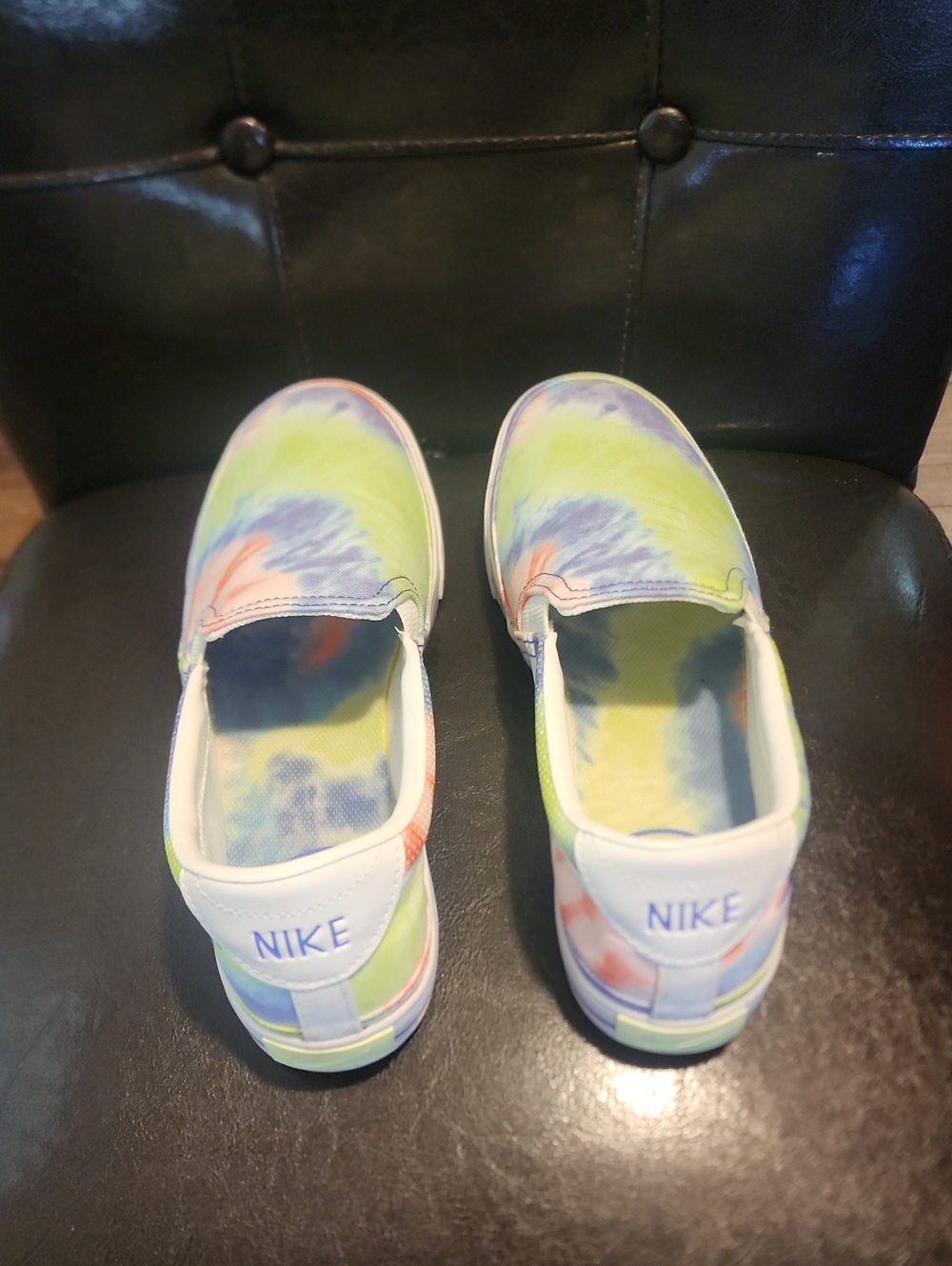 Nike Women's Slip-On Sneakers - Pastel Tie-Dye Blue Green Pink